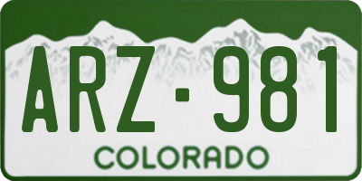 CO license plate ARZ981