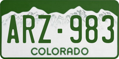 CO license plate ARZ983