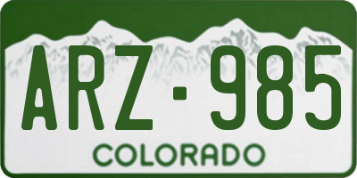 CO license plate ARZ985