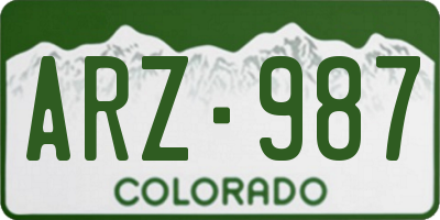 CO license plate ARZ987
