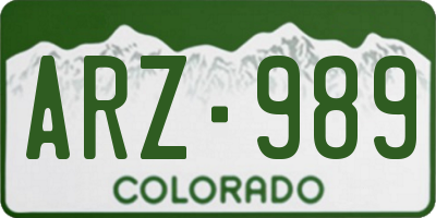 CO license plate ARZ989