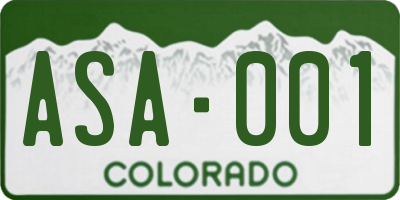 CO license plate ASA001