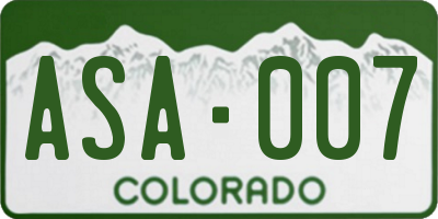 CO license plate ASA007
