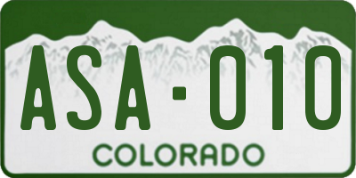 CO license plate ASA010