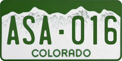 CO license plate ASA016