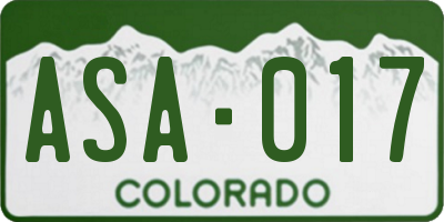 CO license plate ASA017