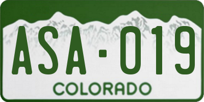 CO license plate ASA019