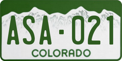 CO license plate ASA021