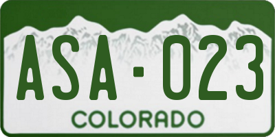 CO license plate ASA023