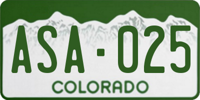 CO license plate ASA025