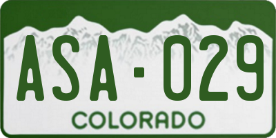 CO license plate ASA029