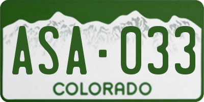 CO license plate ASA033