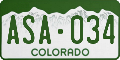 CO license plate ASA034