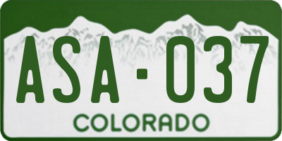 CO license plate ASA037