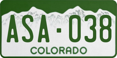 CO license plate ASA038