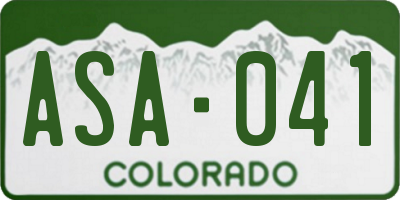 CO license plate ASA041