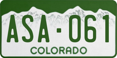 CO license plate ASA061