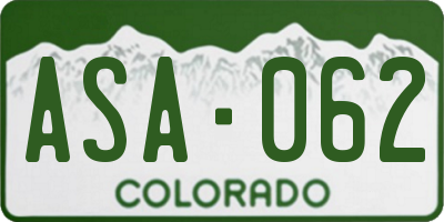 CO license plate ASA062