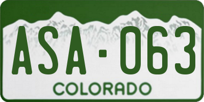 CO license plate ASA063
