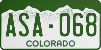 CO license plate ASA068