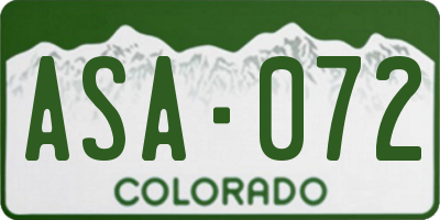 CO license plate ASA072