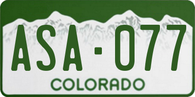 CO license plate ASA077