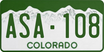 CO license plate ASA108