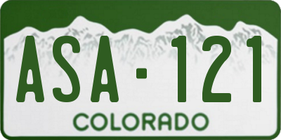 CO license plate ASA121