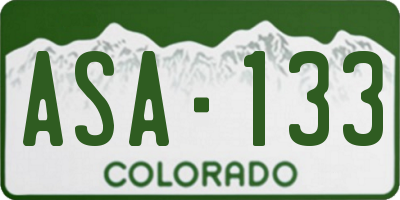 CO license plate ASA133