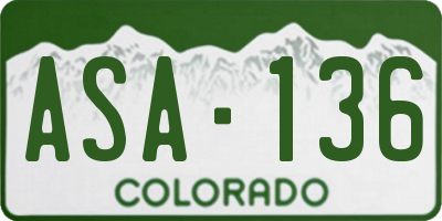 CO license plate ASA136