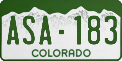 CO license plate ASA183