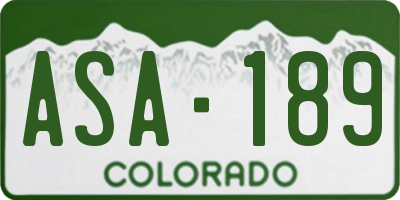 CO license plate ASA189