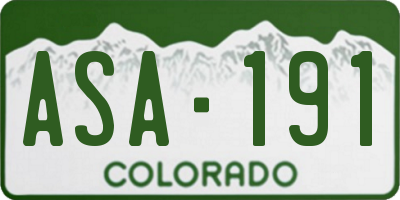CO license plate ASA191