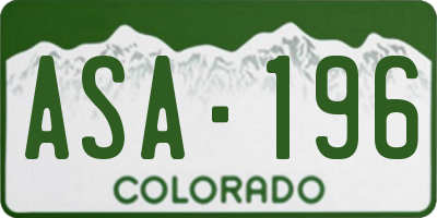 CO license plate ASA196