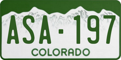 CO license plate ASA197