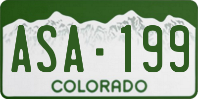 CO license plate ASA199