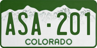 CO license plate ASA201