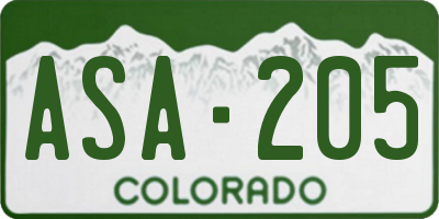 CO license plate ASA205