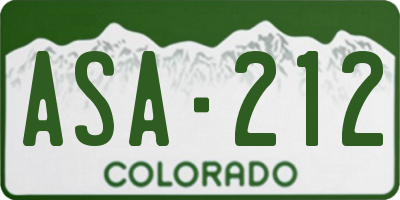 CO license plate ASA212