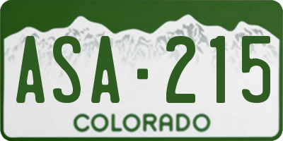 CO license plate ASA215