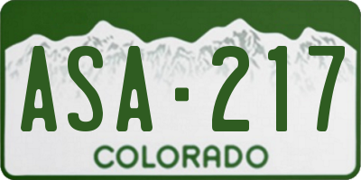 CO license plate ASA217