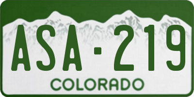 CO license plate ASA219