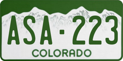 CO license plate ASA223