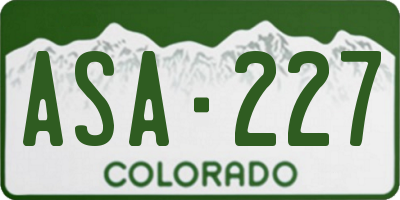CO license plate ASA227