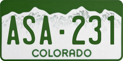CO license plate ASA231