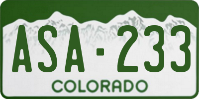 CO license plate ASA233