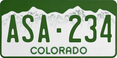 CO license plate ASA234