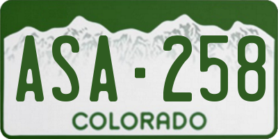 CO license plate ASA258