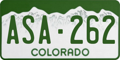 CO license plate ASA262