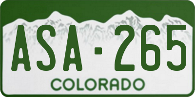 CO license plate ASA265